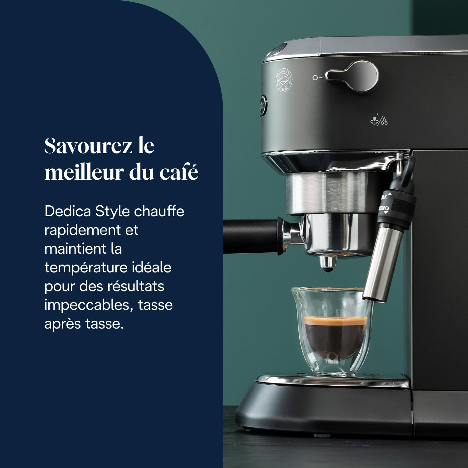 Dedica Style - Perfetto Machine à Expresso Compacte, Noir - Delaria Exclusive