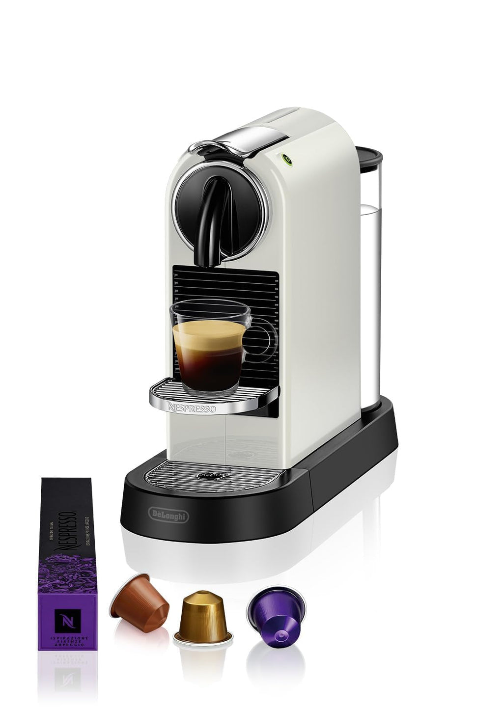 Machine à Café Citiz Blanc, 19 Bars + Kit de Bienvenue, Design Moderne, Expresso et Lungo, Arrêt Automatique, Blanc - Delaria Exclusive