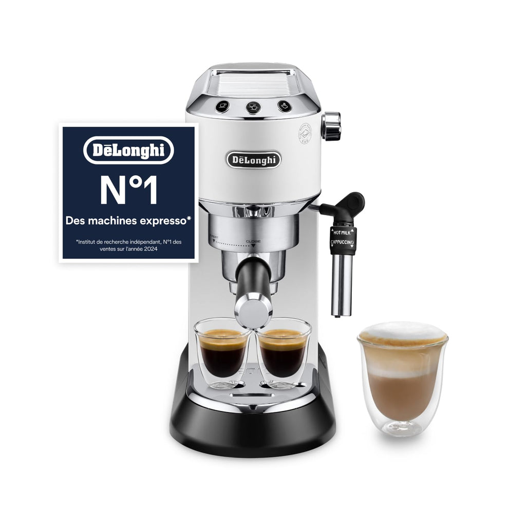 Dedica Style, Machine à Café à Pompe en Acier Inoxydable, Système Anti-goutte, Blanc - Delaria Exclusive