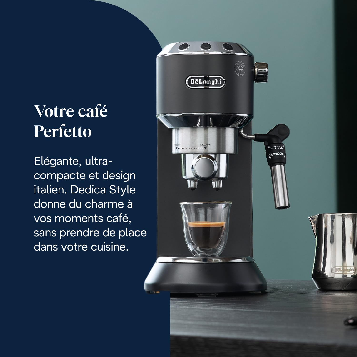 Dedica Style - Perfetto Machine à Expresso Compacte, Noir - Delaria Exclusive