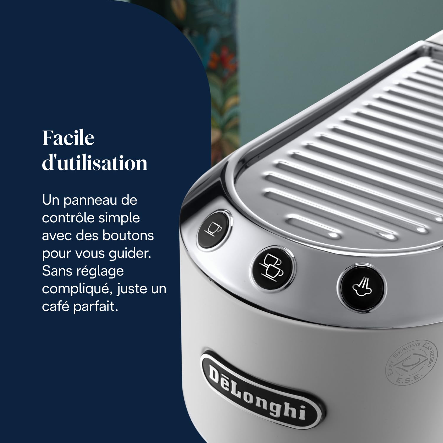 Dedica Style, Machine à Café à Pompe en Acier Inoxydable, Système Anti-goutte, Blanc - Delaria Exclusive