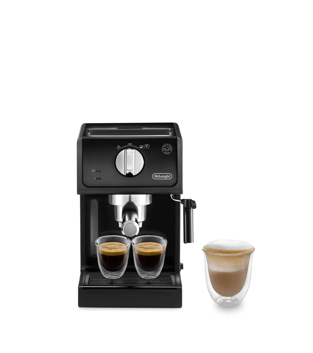 Machine à expresso, Porte-filtre avec finition aluminium, Noir - Delaria Exclusive