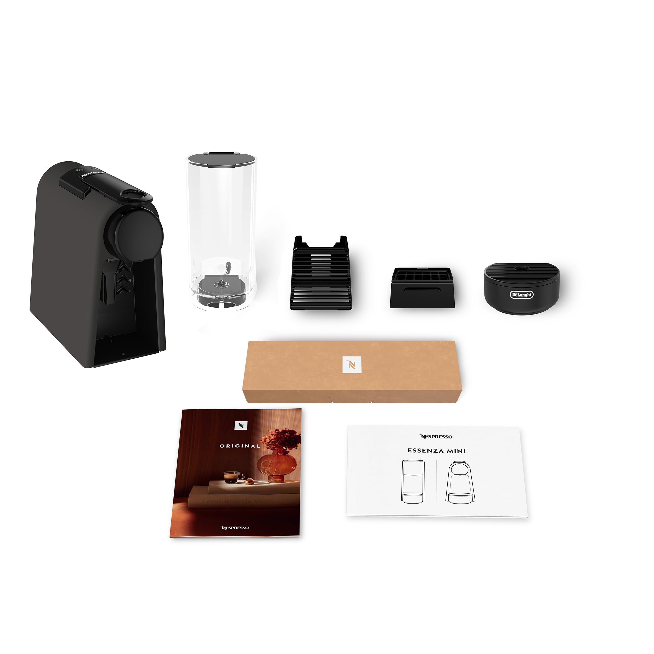Essenza Mini - Machine à Café à Capsules, Kit de Bienvenue Inclus, Design Compact, Pression 19 Bars, Noir Mat - Delaria Exclusive