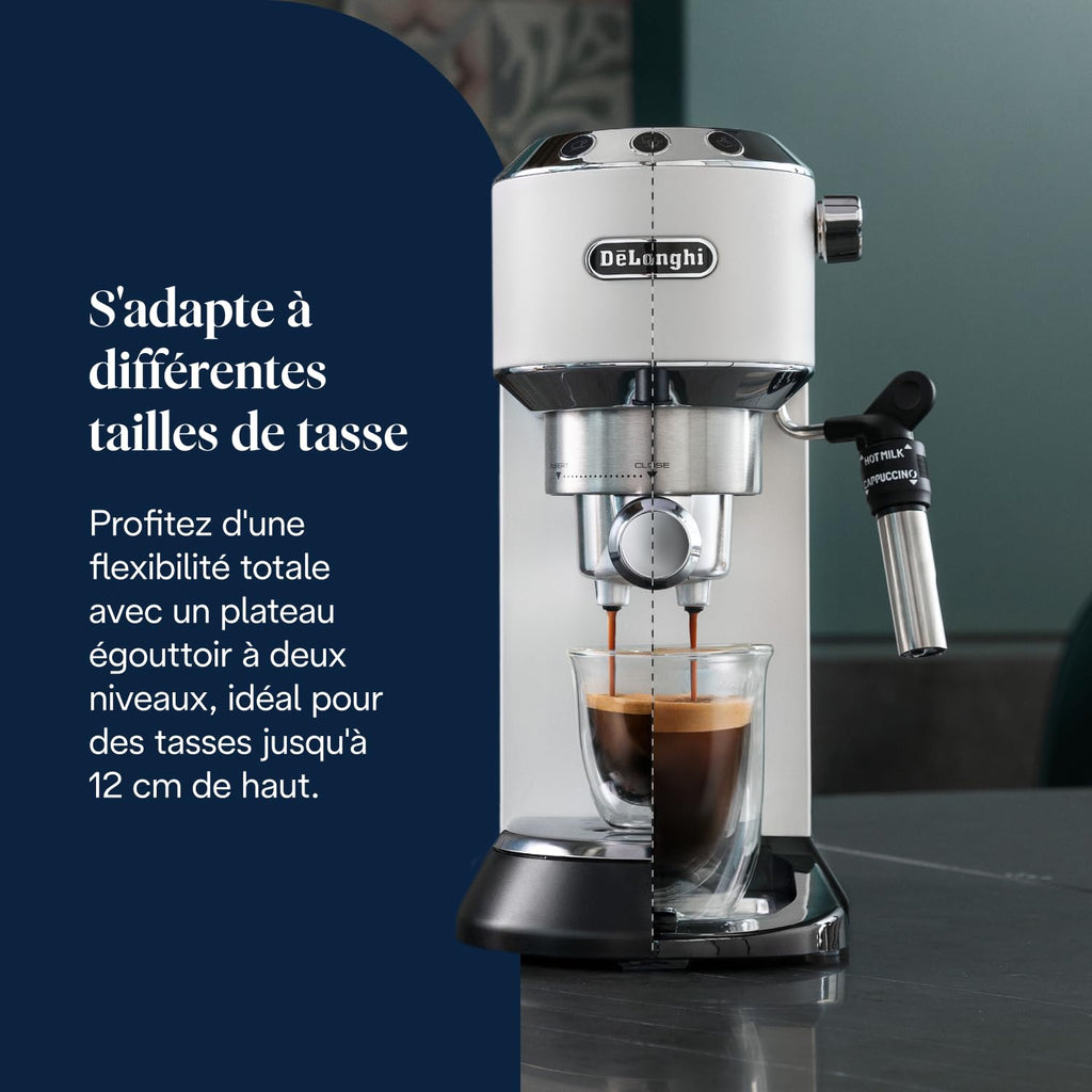 Dedica Style, Machine à Café à Pompe en Acier Inoxydable, Système Anti-goutte, Blanc - Delaria Exclusive