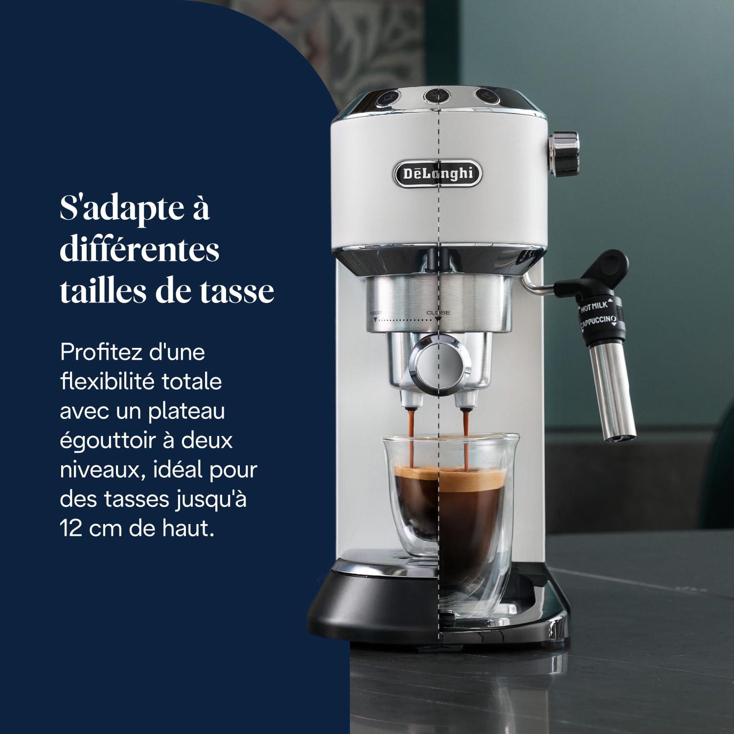Dedica Style, Machine à Café à Pompe en Acier Inoxydable, Système Anti-goutte, Blanc - Delaria Exclusive
