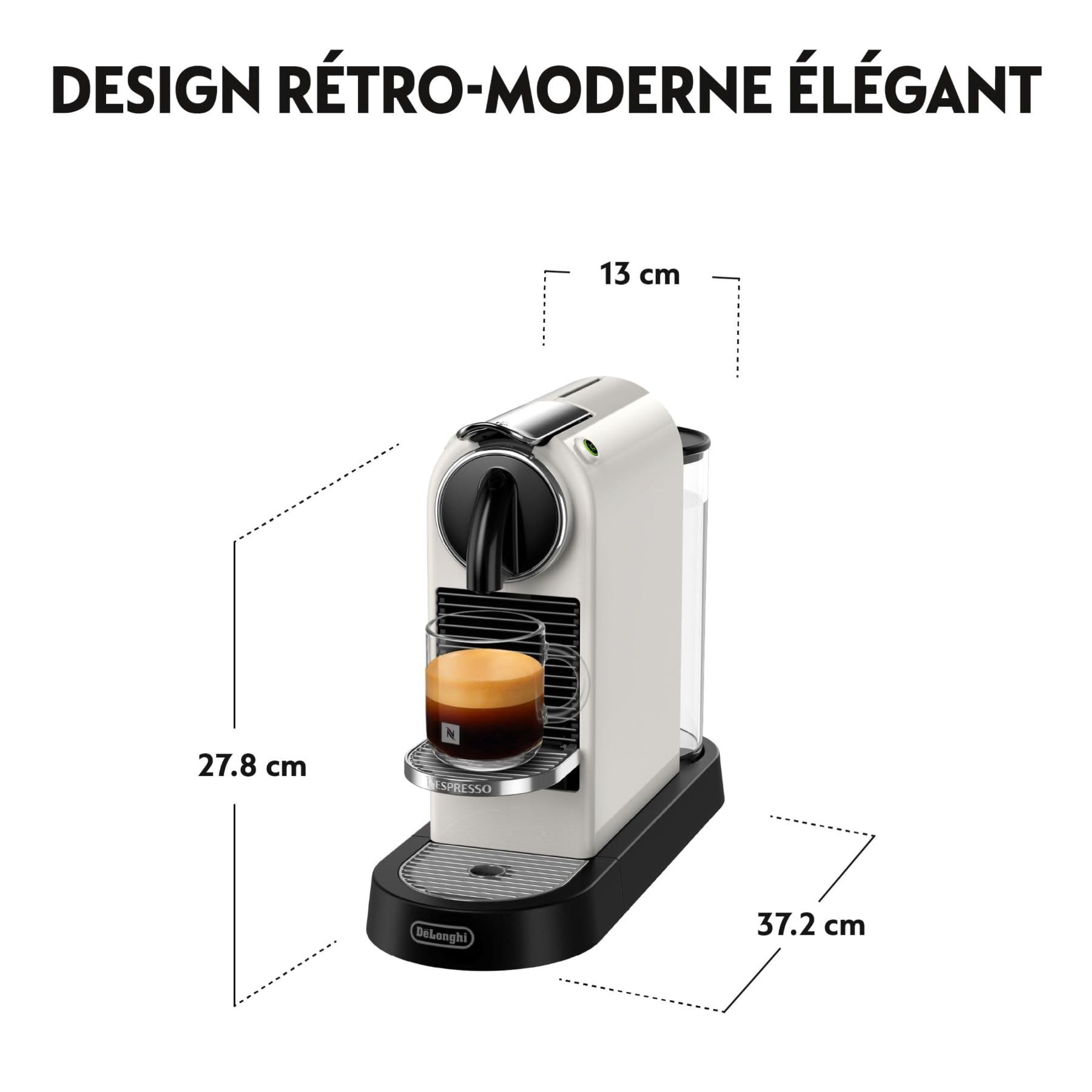 Machine à Café Citiz Blanc, 19 Bars + Kit de Bienvenue, Design Moderne, Expresso et Lungo, Arrêt Automatique, Blanc - Delaria Exclusive