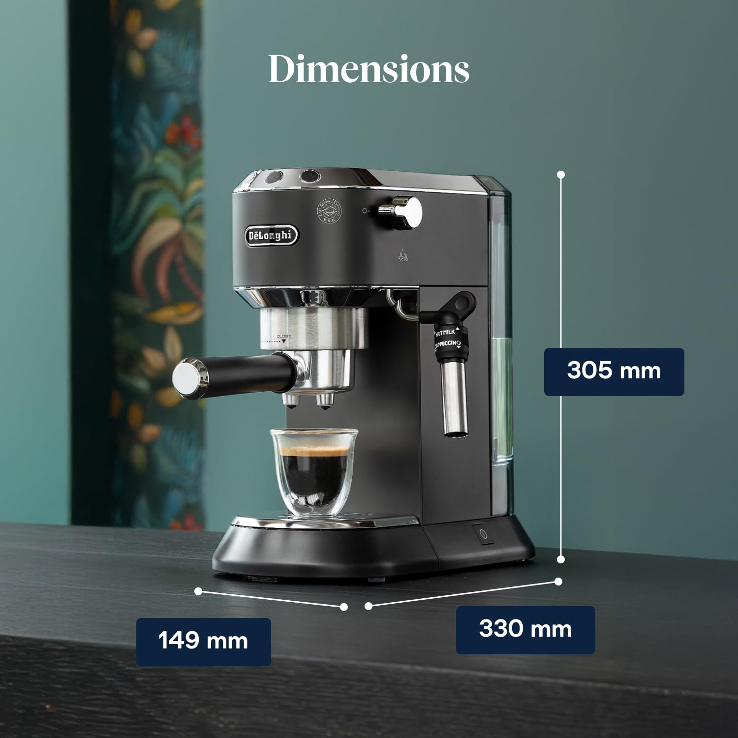Dedica Style - Perfetto Machine à Expresso Compacte, Noir - Delaria Exclusive