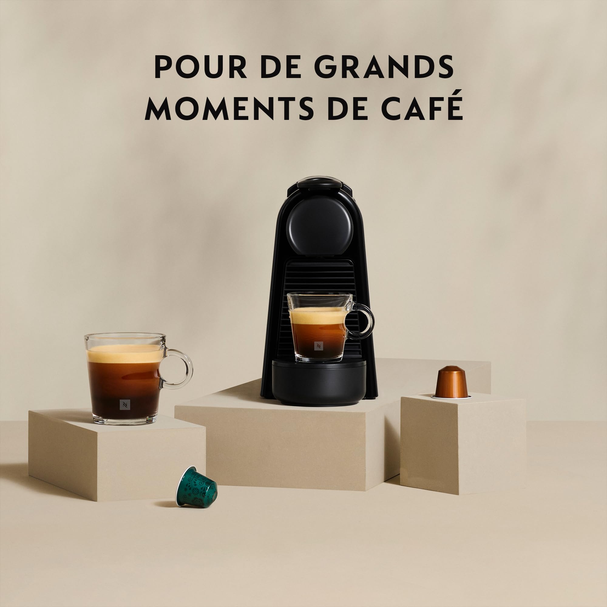 Essenza Mini - Machine à Café à Capsules, Kit de Bienvenue Inclus, Design Compact, Pression 19 Bars, Noir Mat - Delaria Exclusive