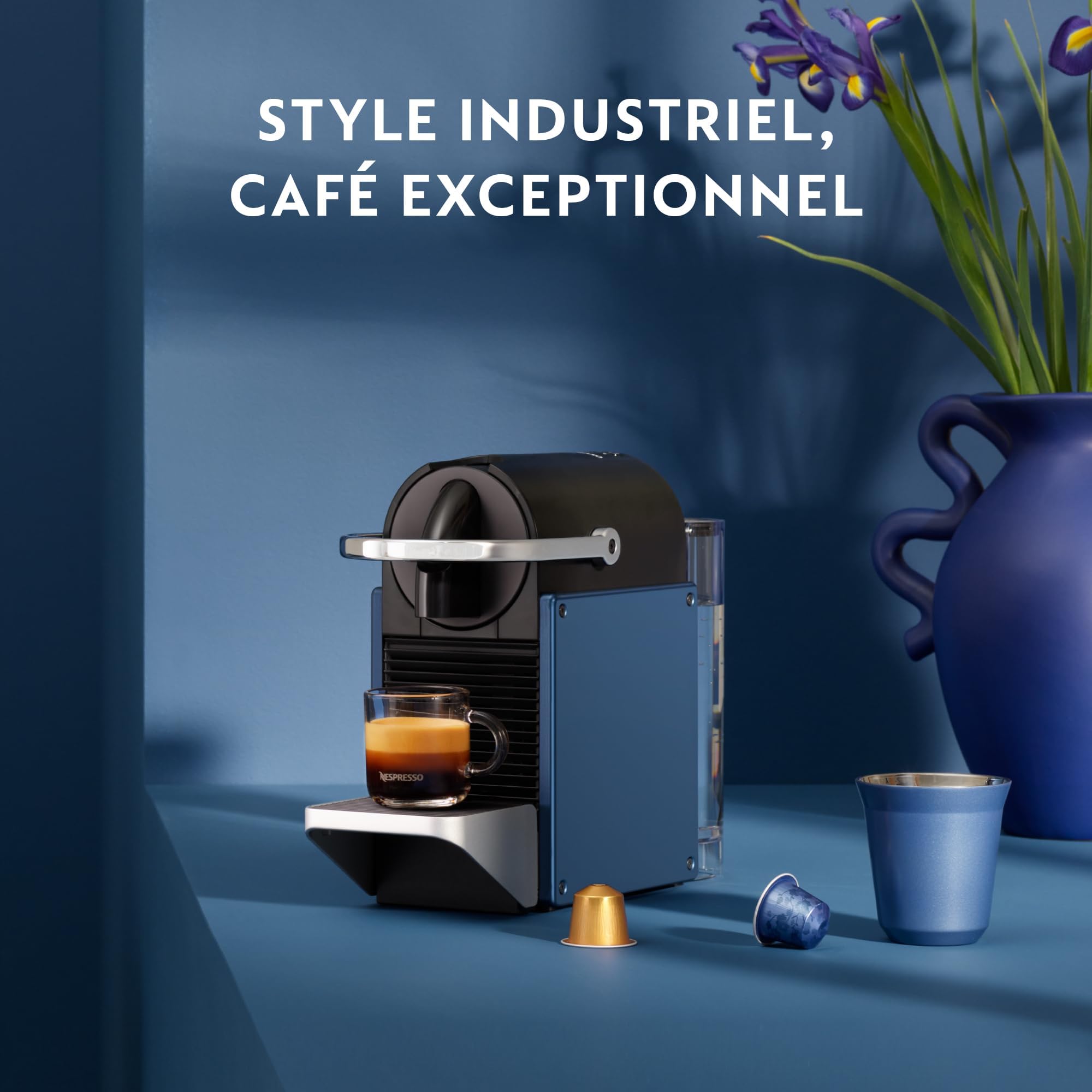 Machine à Café Pixie Bleu, 19 Bars + Kit de Bienvenue, Design Compact, Expresso et Lungo, Arrêt Automatique, Bleu - Delaria Exclusive