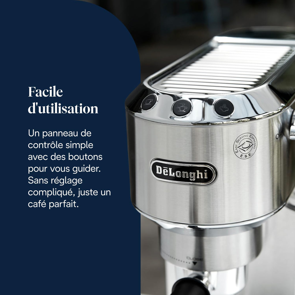 Dedica Style, Machine à Expresso avec Buse à Mousse de Lait Professionnelle, Métal - Delaria Exclusive
