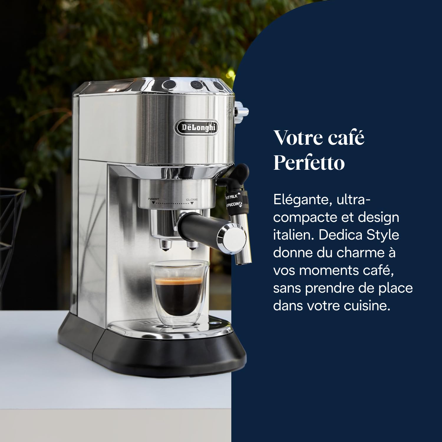 Dedica Style, Machine à Expresso avec Buse à Mousse de Lait Professionnelle, Métal - Delaria Exclusive