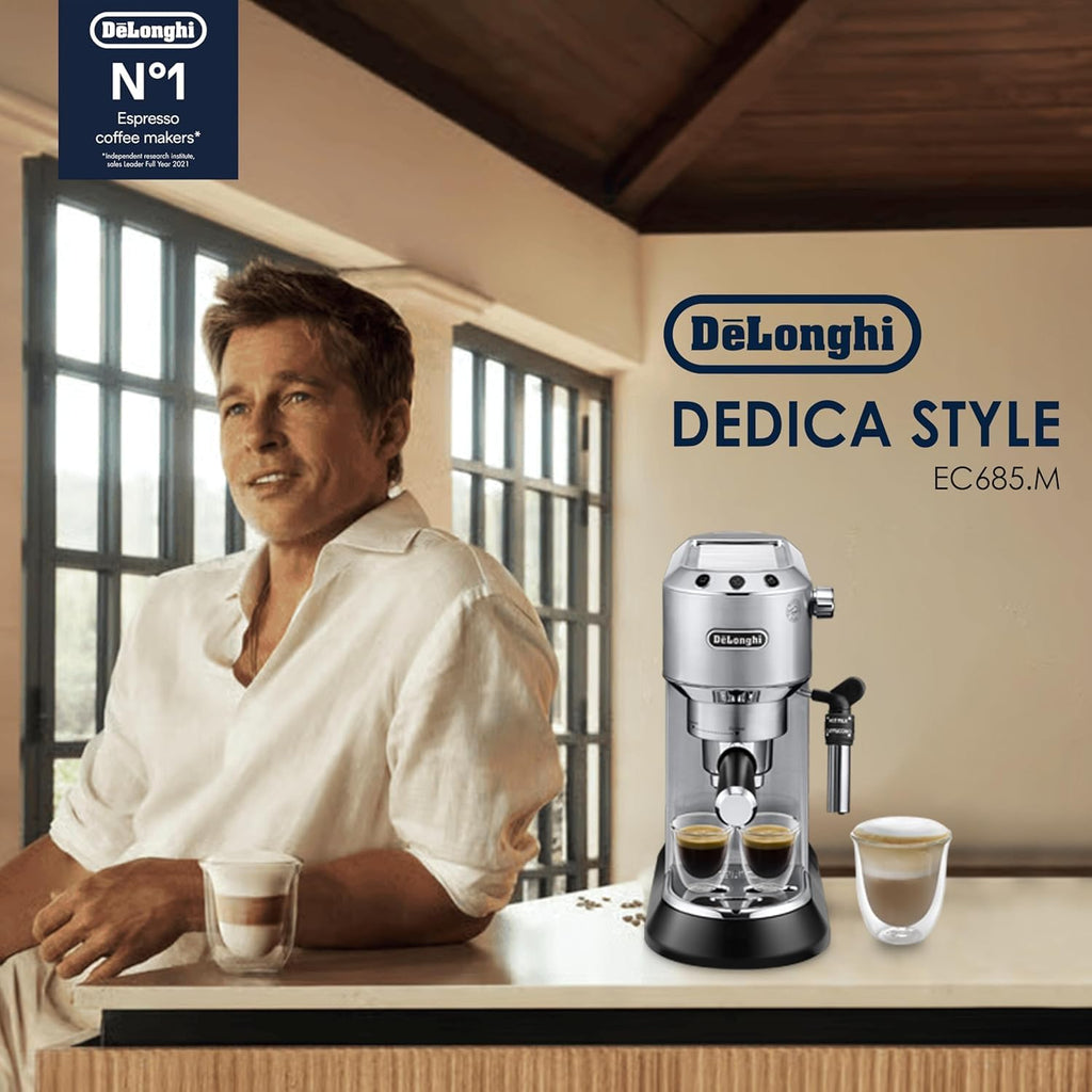 America Dedica Deluxe Machine à expresso automatique, acier inoxydable, 1300 W, 1040 ml, argenté - Delaria Exclusive