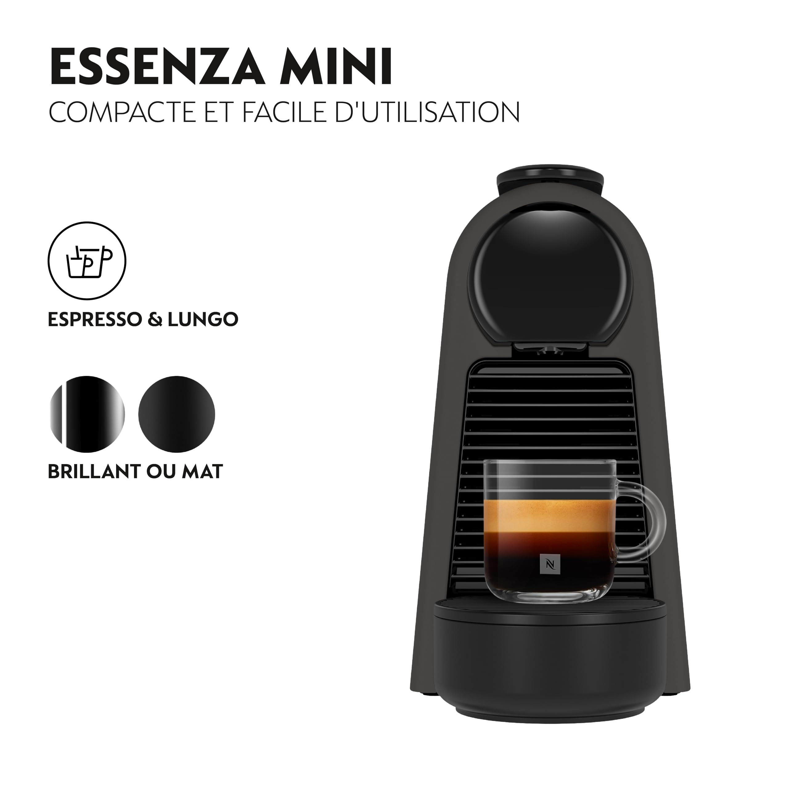 Essenza Mini - Machine à Café à Capsules, Kit de Bienvenue Inclus, Design Compact, Pression 19 Bars, Noir Mat - Delaria Exclusive