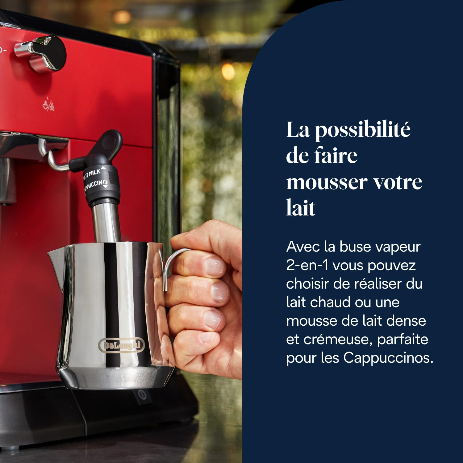 Dedica Style, Machine à Café à Pompe en Acier Inoxydable Pour Café Moulu ou Dosettes, Rouge - Delaria Exclusive