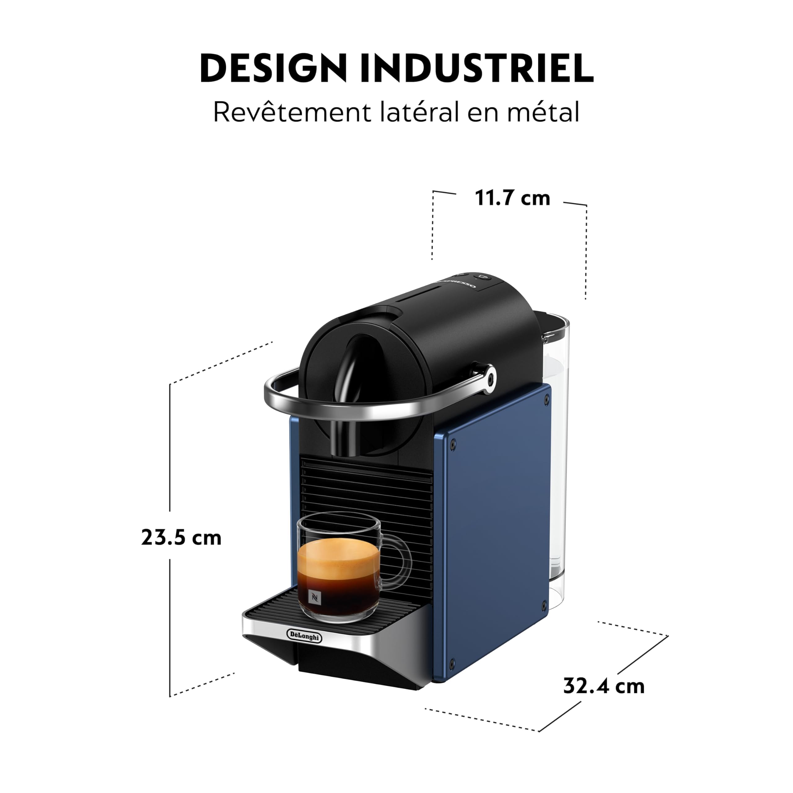 Machine à Café Pixie Bleu, 19 Bars + Kit de Bienvenue, Design Compact, Expresso et Lungo, Arrêt Automatique, Bleu - Delaria Exclusive