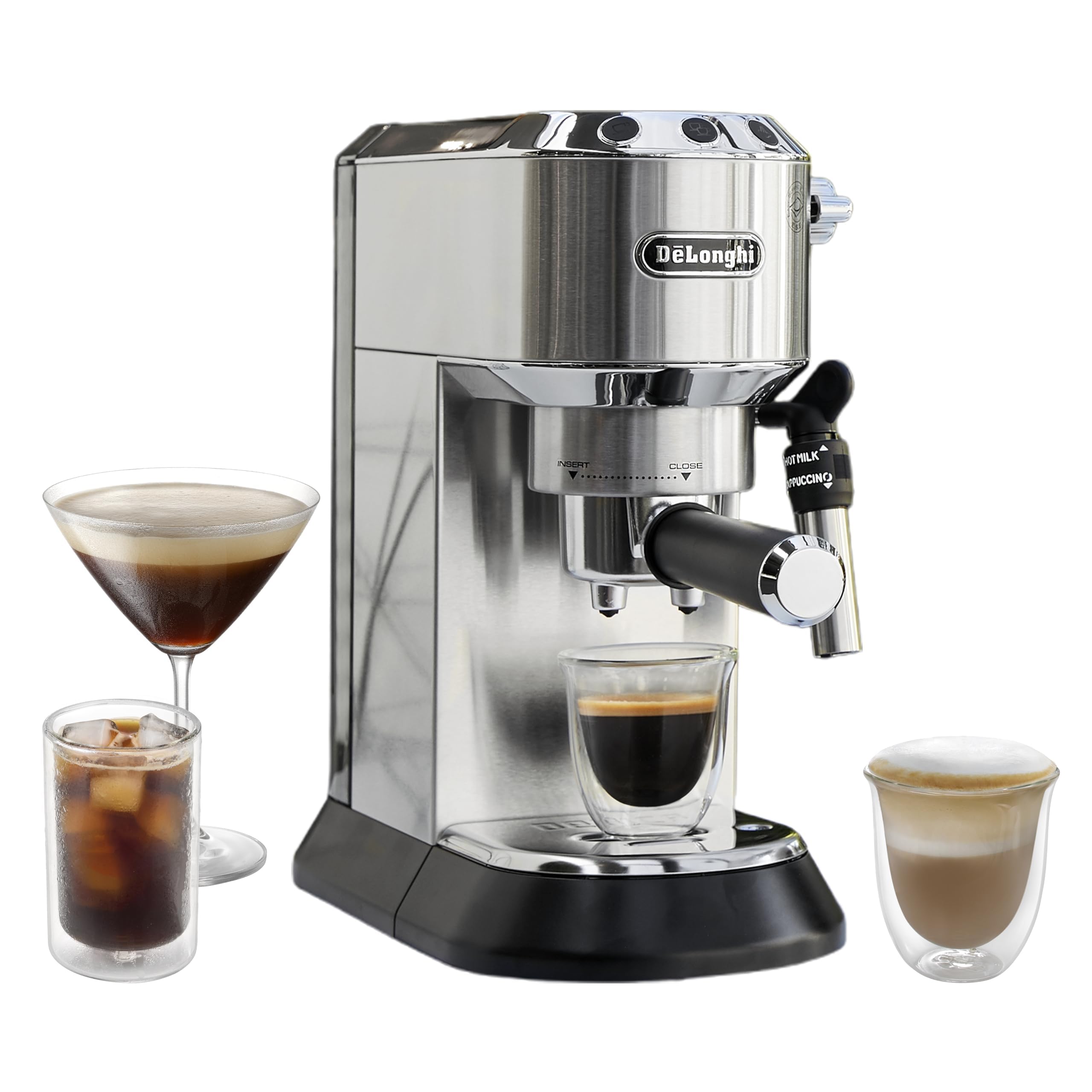 America Dedica Deluxe Machine à expresso automatique, acier inoxydable, 1300 W, 1040 ml, argenté - Delaria Exclusive