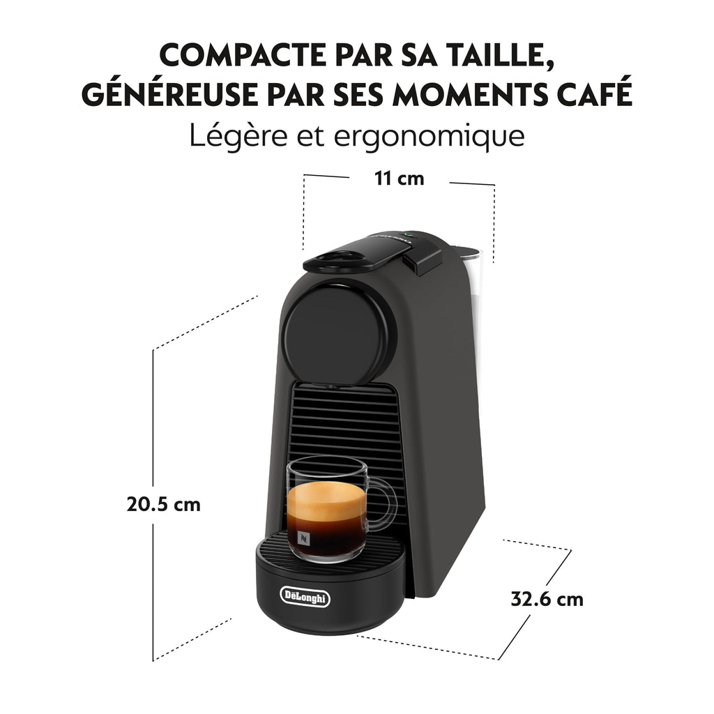 Essenza Mini - Machine à Café à Capsules, Kit de Bienvenue Inclus, Design Compact, Pression 19 Bars, Noir Mat - Delaria Exclusive