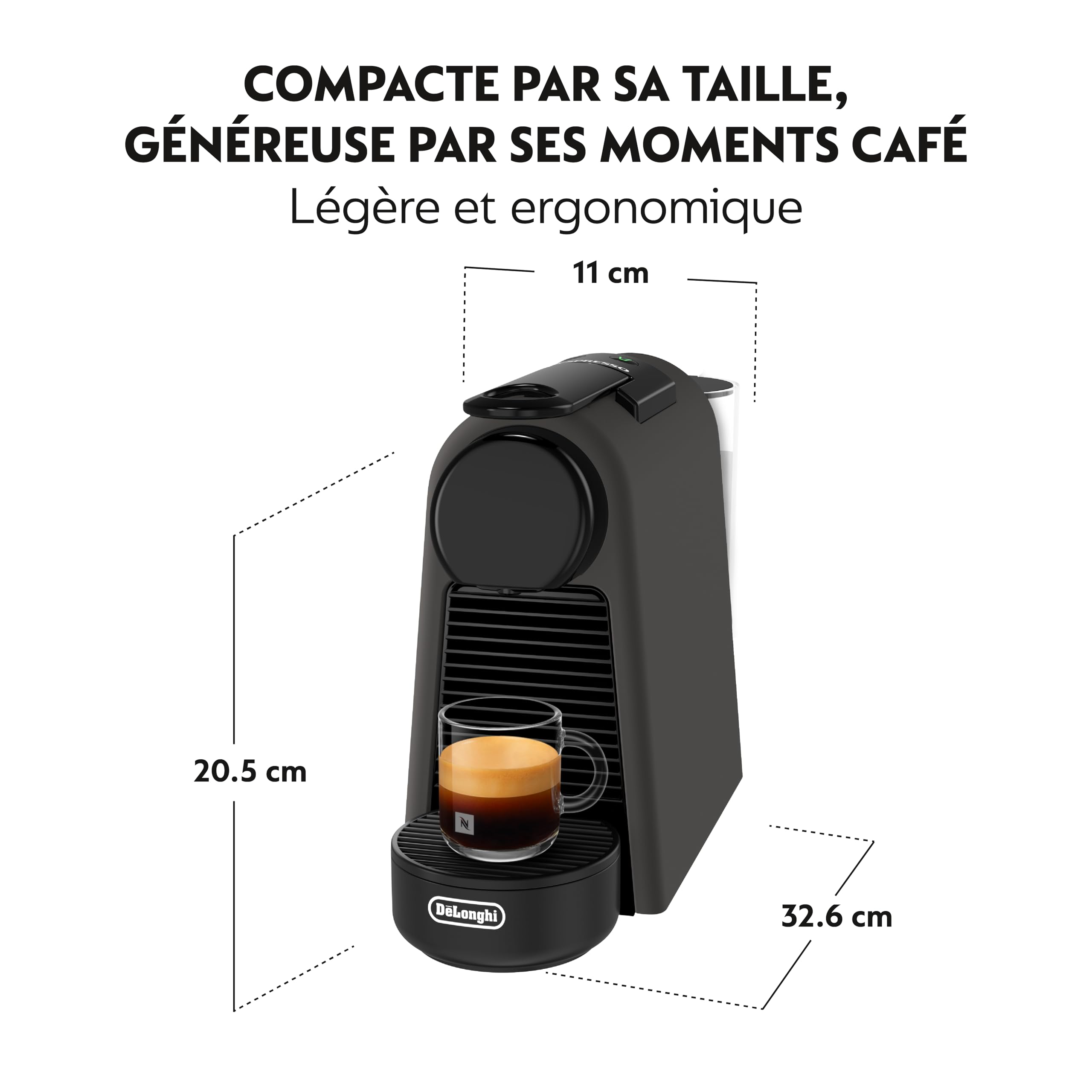 Essenza Mini - Machine à Café à Capsules, Kit de Bienvenue Inclus, Design Compact, Pression 19 Bars, Noir Mat - Delaria Exclusive