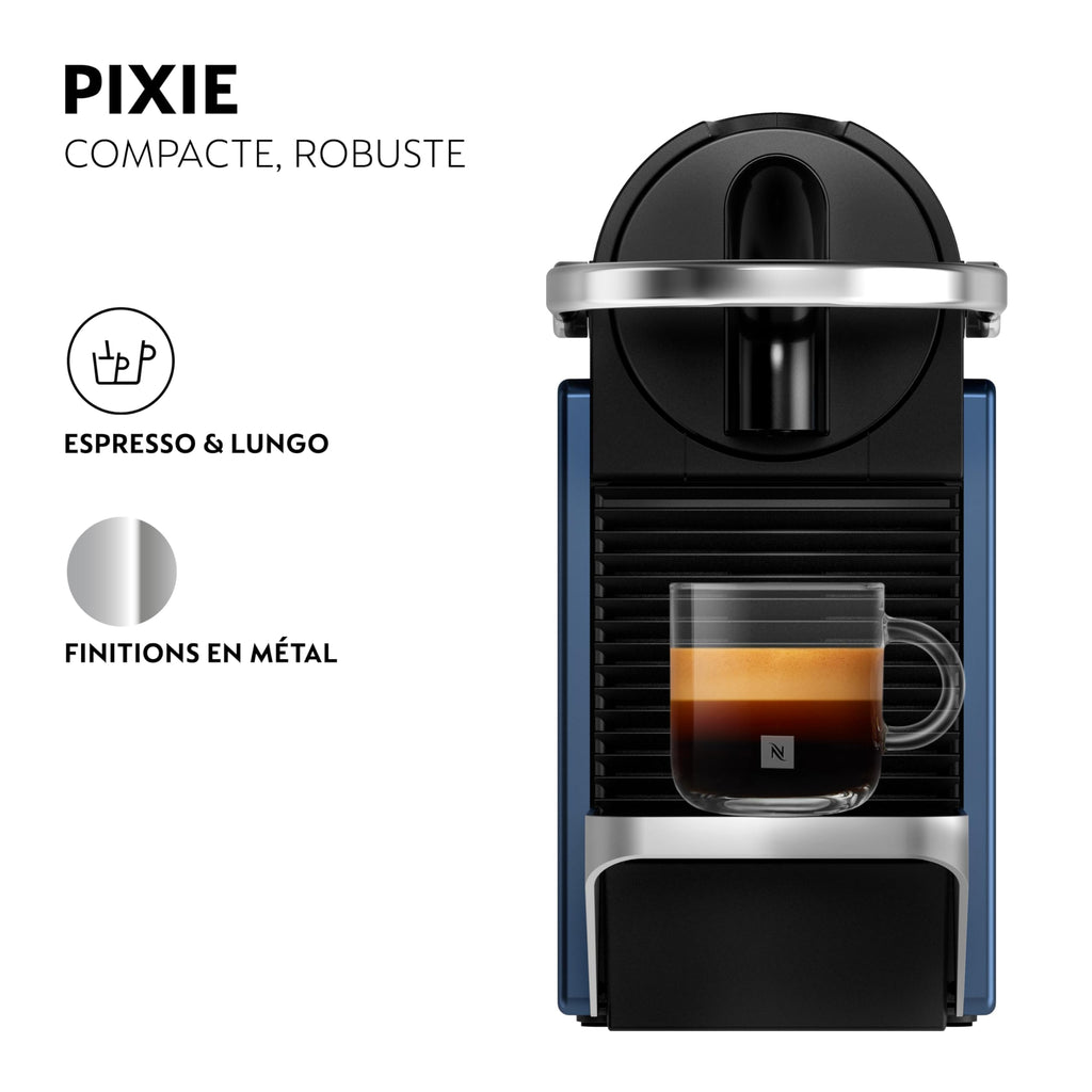 Machine à Café Pixie Bleu, 19 Bars + Kit de Bienvenue, Design Compact, Expresso et Lungo, Arrêt Automatique, Bleu - Delaria Exclusive