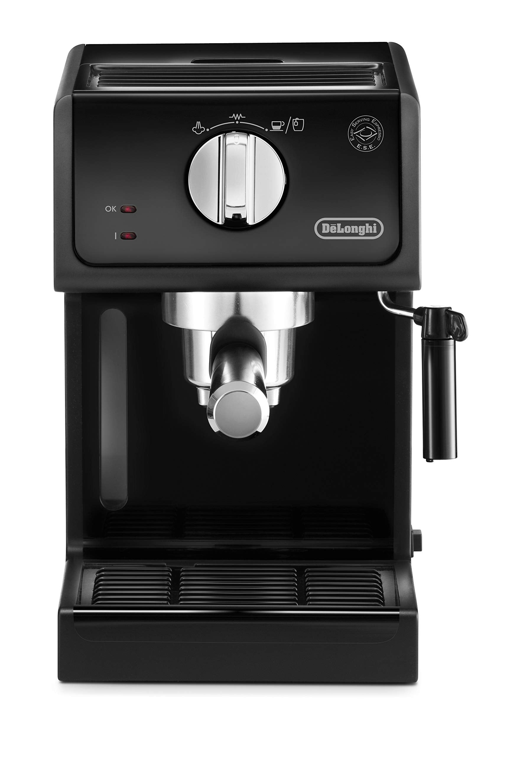 Machine à expresso, Porte-filtre avec finition aluminium, Noir - Delaria Exclusive