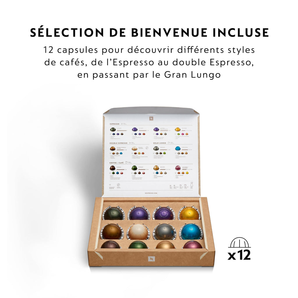 Machine à Café Vertuo Next Blanc, Capsules café Vertuo seulement, Technologie Centrifusion, 5 Tailles de Tasses + Kit de Bienvenue, Design Moderne, Arrêt Automatique, Blanc - Delaria Exclusive