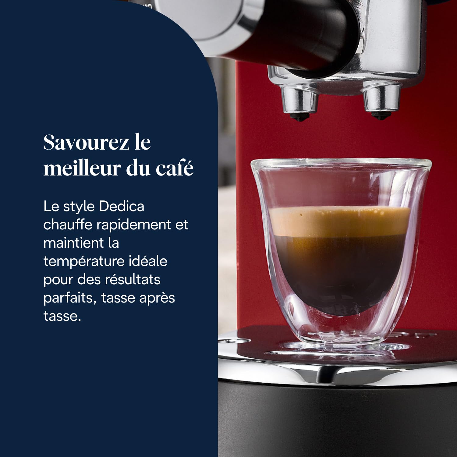 Dedica Style, Machine à Café à Pompe en Acier Inoxydable Pour Café Moulu ou Dosettes, Rouge - Delaria Exclusive