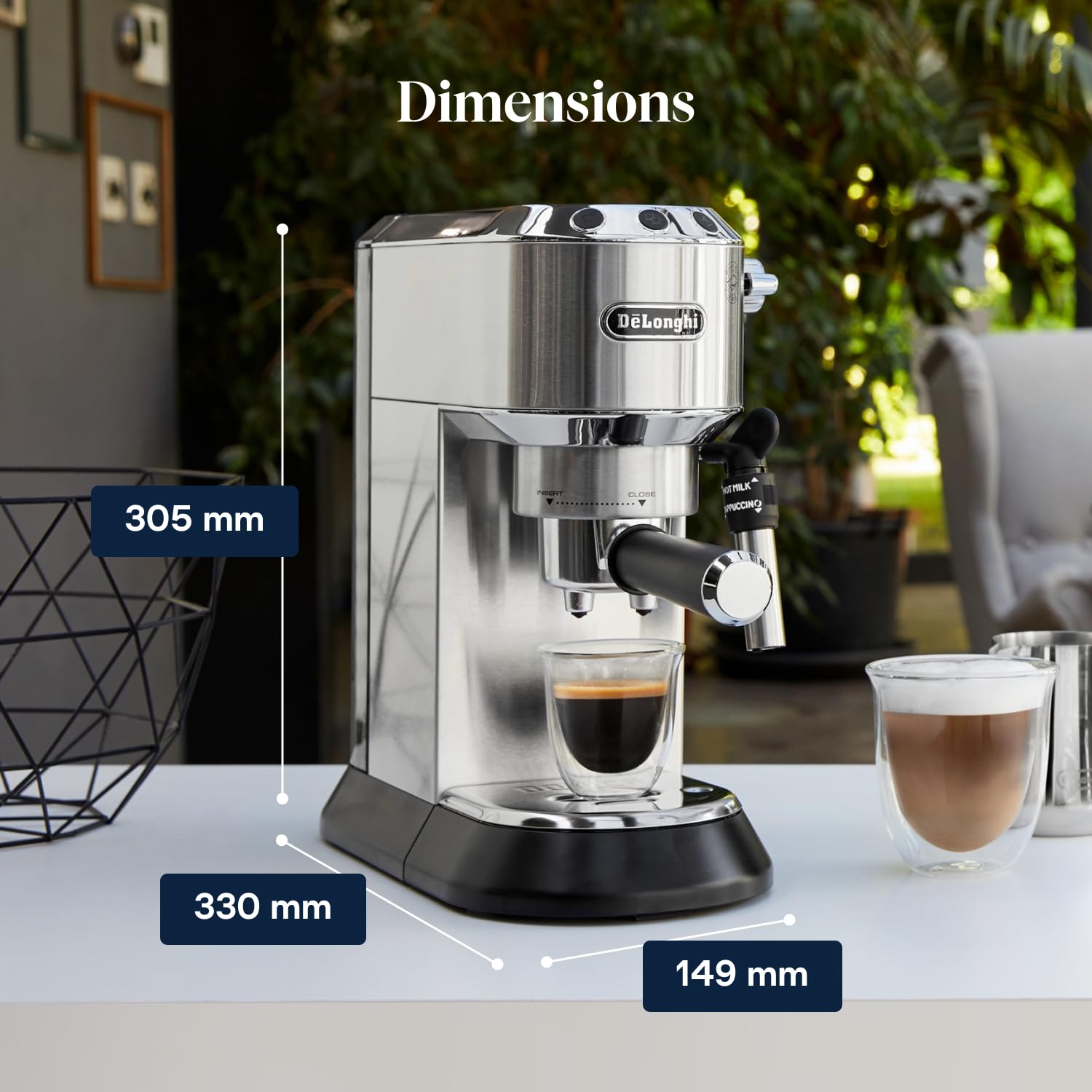 Dedica Style, Machine à Expresso avec Buse à Mousse de Lait Professionnelle, Métal - Delaria Exclusive