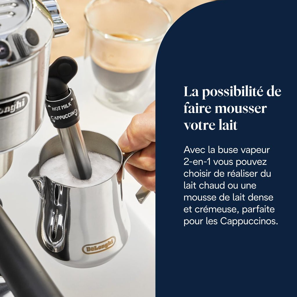 Dedica Style, Machine à Expresso avec Buse à Mousse de Lait Professionnelle, Métal - Delaria Exclusive