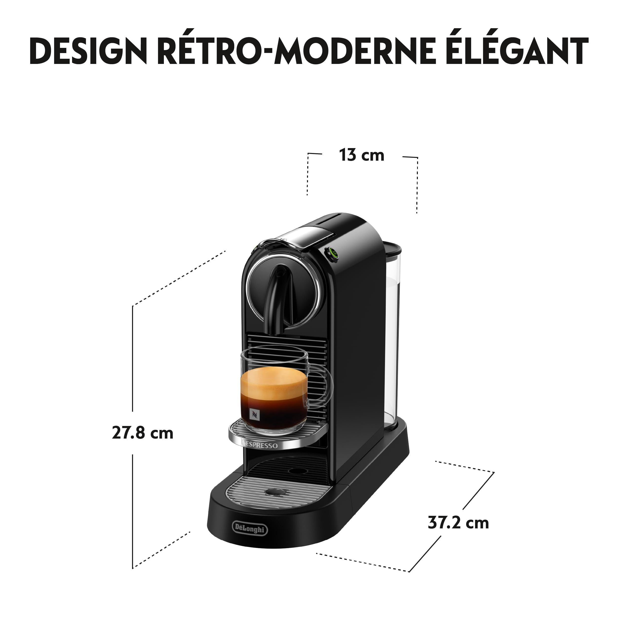 Machine à Café Citiz Noir, 19 Bars + Kit de Bienvenue, Design Moderne, Expresso et Lungo, Arrêt Automatique, Noir - Delaria Exclusive