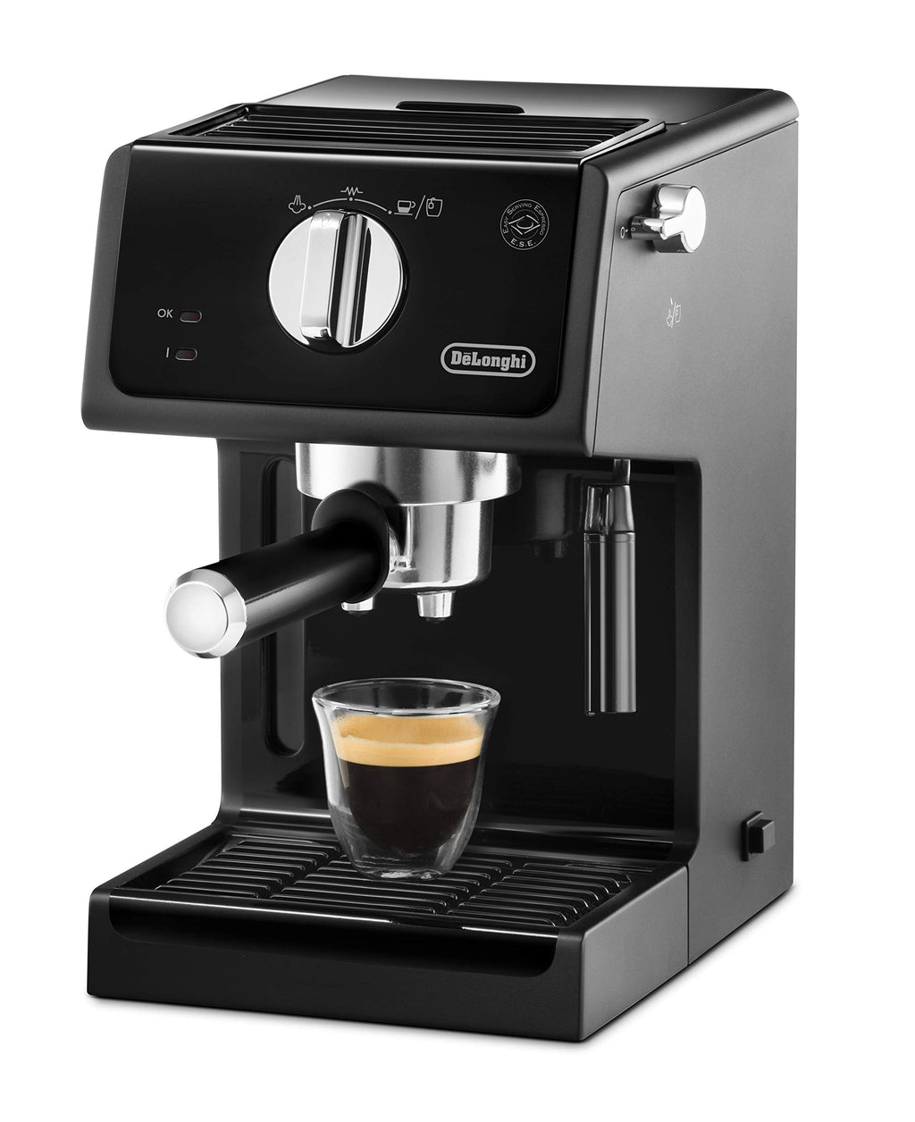 Machine à expresso, Porte-filtre avec finition aluminium, Noir - Delaria Exclusive