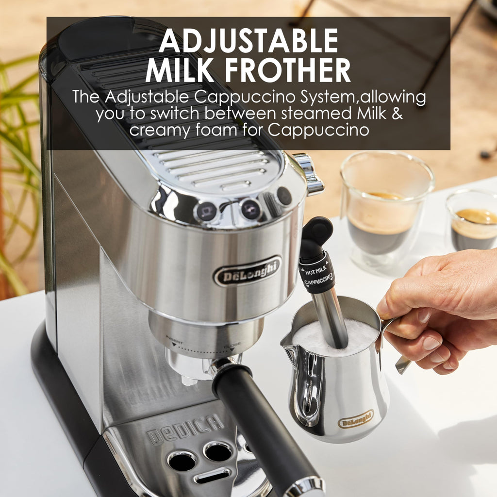 America Dedica Deluxe Machine à expresso automatique, acier inoxydable, 1300 W, 1040 ml, argenté - Delaria Exclusive